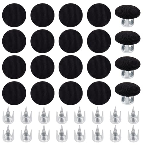 BENECREAT 20 set svart 14,5 mm basebollkeps ersättning, ersättningsknapp i bomullstopp, ersättningsknapp för ersättning, reparation av keps, topp