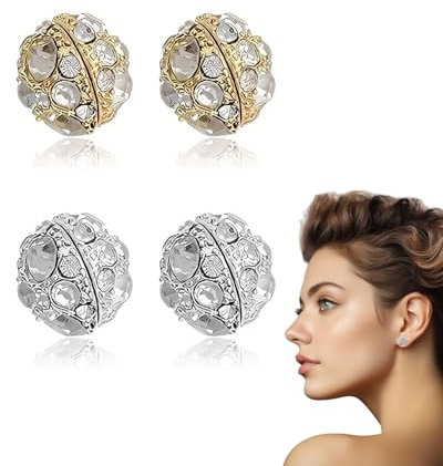 TPZORJX 2 Paare Magnetohrringe - Magnetische Ohrringe Damen Ohrringe Magnetisch Damen Ohrringe Magnet Ohrringe Herren,für Hochzeits- oder Feiertagsgeschenke für Frauen(Gold + Silber)