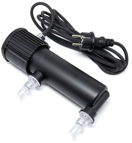 VIALIA UVC Klärer Modell GUV-207, 7 Watt, 1.200 l/h, Teichklärer | mit 2 Anschlüssen 20/25/32/40 mm, UV-Schauglas und Quick Lock-Anschluss, Teichfilter mit Pumpe für den Gartenteich