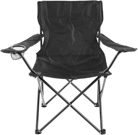 Daniel James Folding Camping Chair - Fold Up Camping Chair with Cup Holder & Carry Bag - Lightweight, Comfortable & Durable for Travel, Picnic & Beach - Black, 1, 2, 4 or 6 Pack (1)