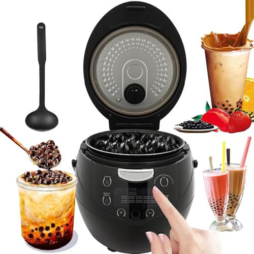 Commercial Pearls Cooker - 6L/8L Automatic Bubble Tea Maker with Smart Touch Control/Anti-scalding Handle, 900W/1350W Non-Stick Pot for Tapioca Pearls, Milk Tea & Desserts,6Lwhite