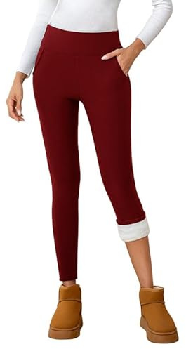 CrystErzoix Fleece Lined Leggings Women High Waisted Thermal Leggings Thick Ladies Sports Yoga Leggings Winter Warm with Pockets