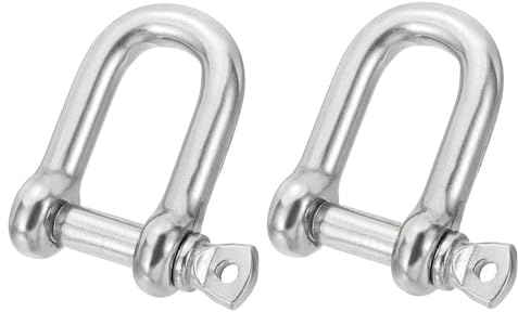 PATIKIL 7/16(11.72mm) 1940lb 316 Stainless Steel D Shackle, 2Pcs Heavy Duty Screw Pin Shackle Marine Grade for Chains Wire Rope Outdoor, Silver