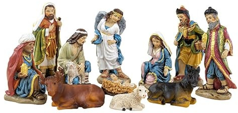 GoddenMene 11-Piece Nativity Set - Hand-Painted Resin Holy Family Figurines, Complete Christmas Nativity Scene with Angel, 3 Kings, Shepherds & Animals for Home Decor & Gifts