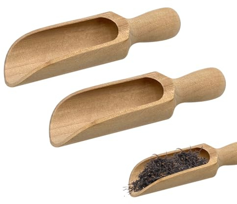 2 PCS Wooden Scoops,140mm Wood Bath Salt Scoops,Large Wooden Flour Scoop,Natural Scoop for Kitchen,Large Coffee Bean Spoon for Kitchen Tea Coffee Sugar Spice Beans