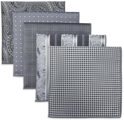 S&W SHLAX&WING Set Di 5 Fazzoletti Da Taschino Per Uomini Da 32cm Fazzoletti Formali Per Abiti Matrimoni Smoking Colori E Motivi Assortiti