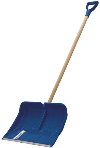 Schneeschaufel Kunststoff 110 cm – Kälteresistent bis -40°C – Kompakter Schneeschieber mit ergonomischem D-Griff – Rückendschonende Schneeschaufel