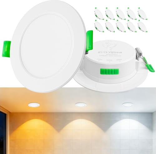 Laiebri 10er Led Einbaustrahler 230V Weiß - Extra Flach IP44 Deckenstrahler - Ø68-75mm Einbau Deckenspots 5W, 2700K/4000K/6000K led-einbauleuchten für Badezimmer Wohnzimmer Küche