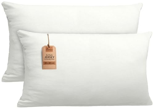 NatureMark 2er Set Jersey Kissenbezüge – Elastisch, weich, atmungsaktiv und hautfreundlich – Waschbare Kissenhülle - 40x80 – Natur/Creme