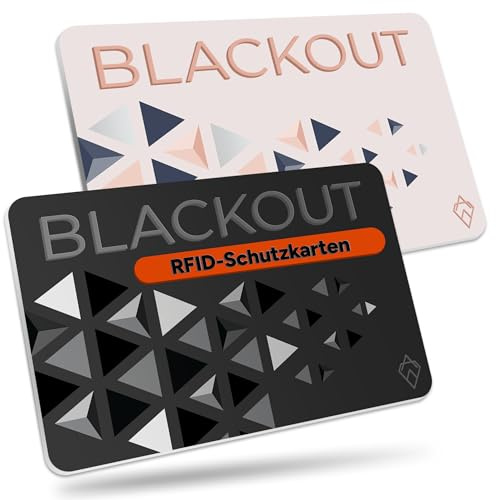 AKIELO BLACKOUT RFID Protection Card – Scheda Blocco RFID Anti-Frode Ultra Sottile – Proteggi Carte di Credito Contactless – Porta Carte con Protezione (Edizione Nero E Rosa – 2 Pezzi)