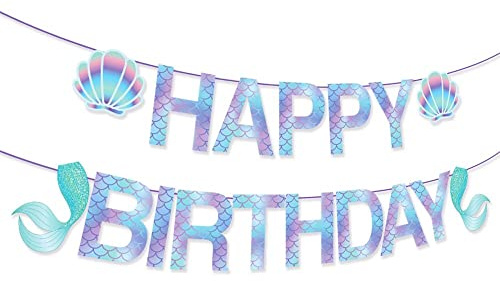 Anor WishLife Sparkle Banner,Mermaid Birthday Decorations,Mermaid Party Decorations for Girls,Boys,Kids,Home,Classroom,Baby Shower,1st Birthday