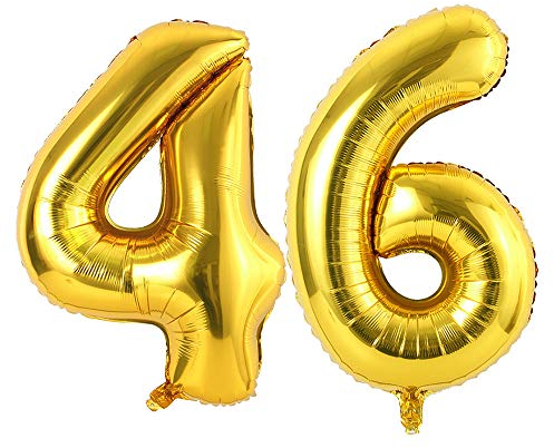 Ponmoo 34pouces Ballon Chiffre 46/64 Or, 0 1 2 3 4 5 6 7 8 9 10 20 30 40 50 60 70 80 90 100 Ballon Age Gonflable Anniversaire, Ballons Numéro Anniversaire Chiffres Numéro Ballon 64/46 Or