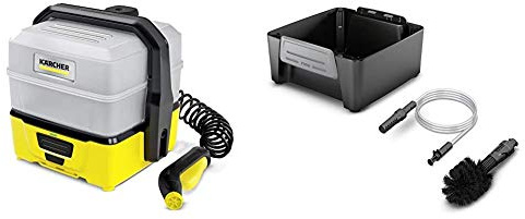 Kärcher Mobile Outdoor Cleaner OC 3 Plus 3-in-1 Motorradreinigerset (Wassertankvolumen: 7 l, Lithium-Ionen-Akku, schonender Niederdruck, Universalbürste, Ansaugschlauch, Motorradreiniger)
