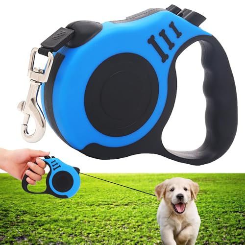 Ciny Guinzaglio retrattile per cani, guinzaglio telescopico automatico in nylon per animali da compagnia trattore per gatti piccoli e medi, 360 ° senza grovigli (estensibile da 5 m)