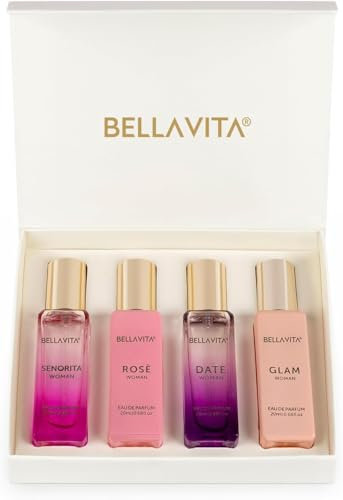Bellavita Luxury Women's Gift Set with Date, Senorita, Glam and Rose | Gift Set (4 * 20ml) | Women's Perfume | Gift choice for Birthday and Anniversary
