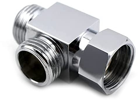 Floatdream 1 Stücke T Adapter, Umlenkventil, Duschadapter, für Küchenbrausen, Handbrausen, Allgemeine Ersatzteile Chrom Poliert. (3-Wege Ventil, 53mmx34mm)