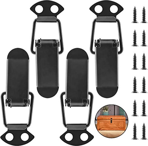 LifCratms 4Pcs Black Spring Loaded Toggle Latch, Mini Toggle Latch Catch Hasps Clamp Clip for Wooden Box, Cabinet, Case, Chest