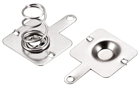 sourcing map 10 Ensemble Batterie Ressort Plaque AA Batterie 13.5mmx11.5mm | Positive Negative Conversion Ressort Contact Nickel Plaque