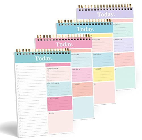 Sweetzer & Orange Bloc-notes de listes de tâches quotidiennes et hebdomadaires – Planificateur de travail non daté et organisateur avec section de liste de souhaits, bloc-notes spiralé de 52 feuilles