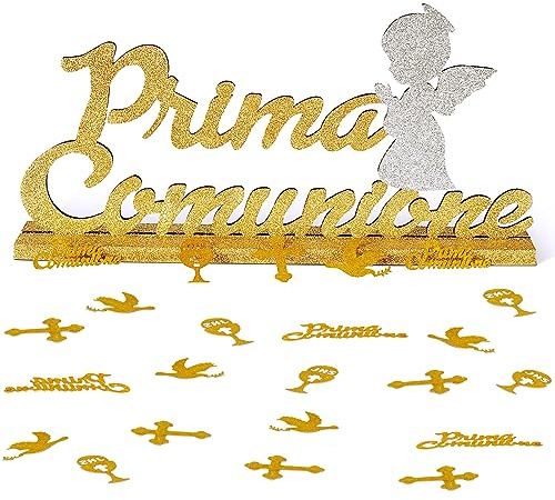 Centrotavola Prima Comunione Cresima Decorazione Tavola con 60 Coriandoli di Prima Comunione (Angelo)