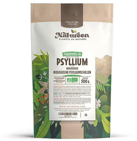 Psyllium Bio - 500g - 99% de Pureté - Riche en fibre - Natureen