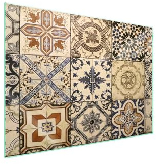 TMK ArtDeko Spisskyddsplatta 70 x 52 cm Ceranfältsskydd 1 del universellt skydd kokplattor glas induktion spis skydd dekoration skärbräda stänkskydd, Mosaik