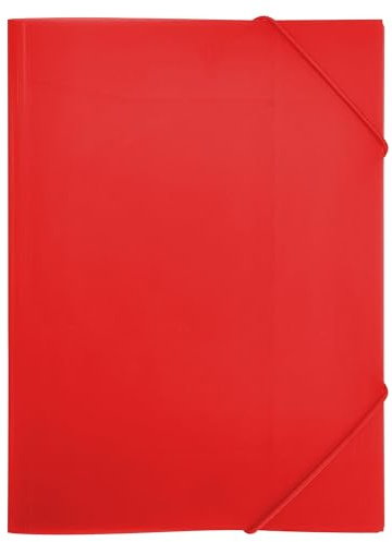 RAYLU PAPER - A4 Folder with Elastic Bands and Flaps - Storage Folders for Documents, Office and School, Made with 100% Recyclable Polypropylene (A4, Red)