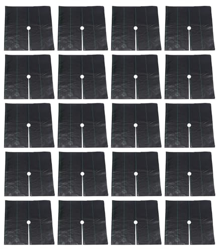 Wnvivi 20 Pezzi Tappetino Nero per Erbacce, Anello per Pacciamatura per Alberi per Il Controllo delle Erbacce, Tappetino in Tessuto Barriera Contro Le Erbacce con Foro(100x100cm)