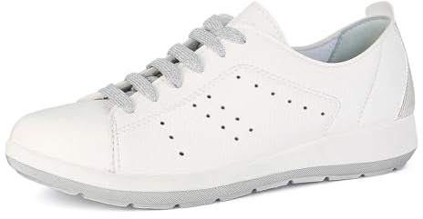 PantoScarpe Sneakers Donna con Lacci Colorati, Plantare in Vera Pelle, Bianco-Argento, 35