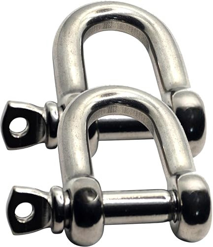 10mm D-Shackles Stainless Steel A4-Marine Grade (316) - for connecting Ropes, Anchors and Chains (Pack of 2)