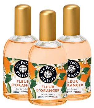 Les Petits Plaisirs - Lot de 3 - Eau de toilette Fleur d’oranger. Eau de toilette femme, Florale & Lumineuse. Coffret cadeau. Made in France. 110ml