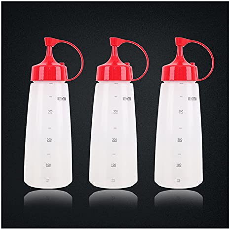 Pot à épices en Verre Ketchup Squeeze Bottle, Ménage Pointed Mouth Squeeze Sauce Bottle, Food Grade Plastic Salad Bottle, Commercial Jar, Sauce Condiment Jar Set of 3 Spice bottle (Color : C)