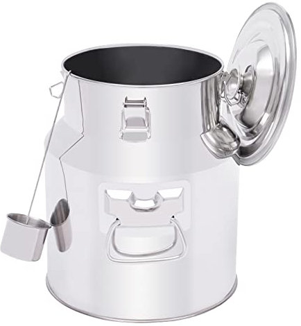 Fermentatore in acciaio inox, 14 l, per latte e latte, per la produzione di vino, con coperchio e maniglia per il trasporto, per la conservazione e il trasporto liquidi
