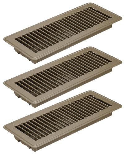 PATIKIL 12 X 4 Pulgadas Rejilla de Suelo, 3 Piezas Cubierta de Ventilación de Aire Resistente de Acero Ajustable Decorativa Rejillas de Suelo Fáciles de Ajustar, Marrón