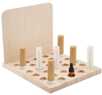 PH PandaHall Organisateur de Rouge à Lèvres en Bois 30 fente Présentoir Rustique Organisateur de Maquillage Étui pour Cosmétiques Support de Rangement pour 10ml Huile Essentielle Rouleau de Rangement