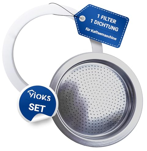 VIOKS Set 1x Dichtungsring und 1x Filter 63mm Ersatz für Biаletti Dichtung Espressokocher und Sieb für Biаletti Espressokocher 4 Tassen/Musa und Venus Kaffeemaschine