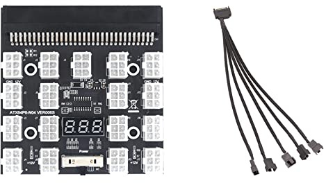 Dxoniislh Cable adaptador SATA de 15 pines a 5 ventiladores y placa de conexión de 17 puertos, 6 pines, módulo de alimentación para GPU PSU de 1200 W y 750 W