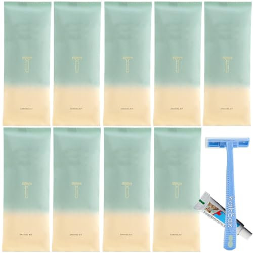 10er-Pack luxuriöses, einzeln verpacktes Hotel-Einweg-Rasierer-Set mit Rasiercreme, sauber und hygienisch, Mehrzweck-Reise-Rasierer, Gäste-Rasier-Set für Zuhause, Hotel, Reisen