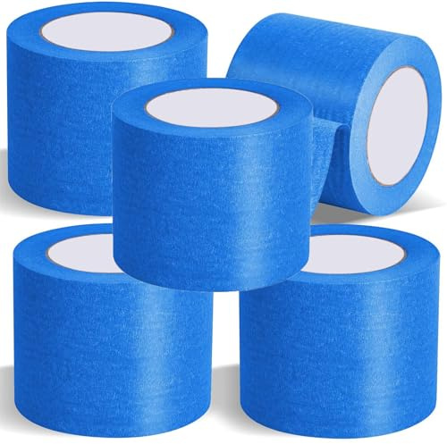 4 Rollen Blau Kreppband 100mm x 55m - Universal Kreppband für Malerarbeiten und Dekoration Malerkrepp - Leicht Abnehmbar Abklebeband -Malerband Wasserdicht -Wandmalerei Dekoration DIY Zubehör