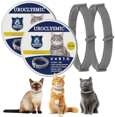 UroClysmic Confezione da 2 collari per gatti per la prevenzione delle infezioni, impermeabile regolabile con oli essenziali naturali, protezione per gatti oltre 7 settimane, sicuro e confortevole