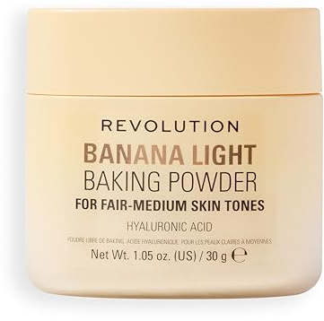 Revolution Loose Baking Powder, Banana Light | Poudre Fixatrice de Maquillage, Couvrance Longue Tenue, Matifie et Réduit la Brillance, Vegan et Sans Cruauté, 32g