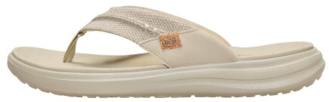 HEYDUDE Men's Finn Flip Braided Sandal, Tan Size 12 | Lightweight Travel Ready Flip Flop with Contoured EVA Footbed
