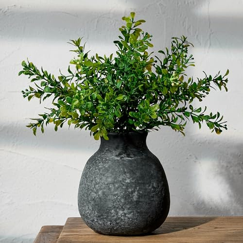 PORCER Rustikale Keramik-Blumenvase, 15 cm, niedlicher Boho-Stil, für Heimdekoration, Bauernhaus, Terrakotta-Vase für Wohnzimmer, Tisch, Regal, Kamindekoration, Bauernhaus, Schwarz