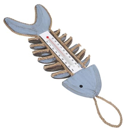 Thermomètre en Arête de Poisson Vintage Mural en Bois pour Intérieur | Thermomètre Extérieur Décoratif, Thermomètre pour Jardin, Thermomètre Mural Extérieur