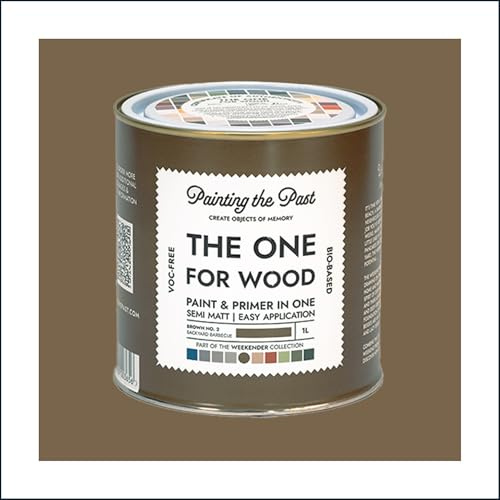 The One for Wood Paint & Primer 1L Brown No. 2 Backyard Barbecue | Semi Matt Finish, Bio-Based & VOC-Free Formula for Wooden Furniture & Surfaces | Durable & Easy Indoor Home Decorating