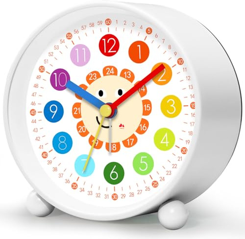 YsyYey Réveil Enfant Silencieux sans Tic-Tac, Réveil Analogique pour Apprentissage, Horloge Éducative Garçons et Filles, Facile à Lire, Cadeau Noël Anniversaire pour Enfants à Pile