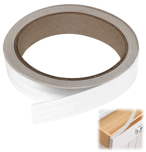18mm X 10m White Kitchen Worktop Edging Strip, Melamine Self Adhesive Edging Strip for Furniture, Easy DIY Kitchen Cabinet Edging Strip Worktop Edging Strip, for Cabinet Repair, Tables Shelves Panels