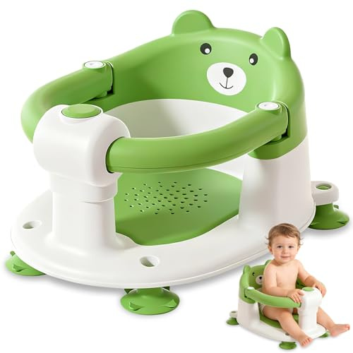 Vautvis Siege De Bain Pour Bebe, Siege Bebe Assis, Bébé Antidérapante, Anneau De Bain Bébé Antidérapante De 6 Mois, Protection à 360°, Pour Nouveau-Nés (Vert)
