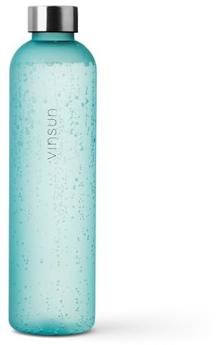 VINSUN Botella Agua 1000ml Azul Menta - Reutilizable, Apta para Bebidas Carbonatadas, sin BPA, Tritan - Botella Gimnasio para Deportes, Bicicleta, Oficina