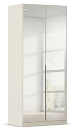 Rauch Möbel Alabama, Kleiderschrank, Farbe Beige, Breite 91 cm | Schrank, 2-türig, mit Spiegel, Zubehör Classic, für Schlafzimmer, Kinderzimmer, Homeoffice, Gästezimmer, Garderobe, Flur